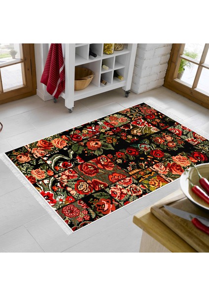 Eko Trend Djt Banyo Paspası Yıkanabilir Kaymaz Taban P1333 Etnik Bordo