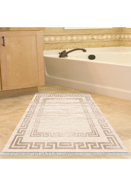 Eko Trend Djt Banyo Paspası Yıkanabilir Kaymaz Taban F5036 Modern Bej