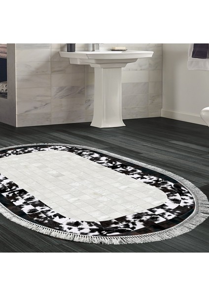 Eko Trend Djt Halı Yıkanabilir Kaymaz Taban 1495 Oval Modern Siyah