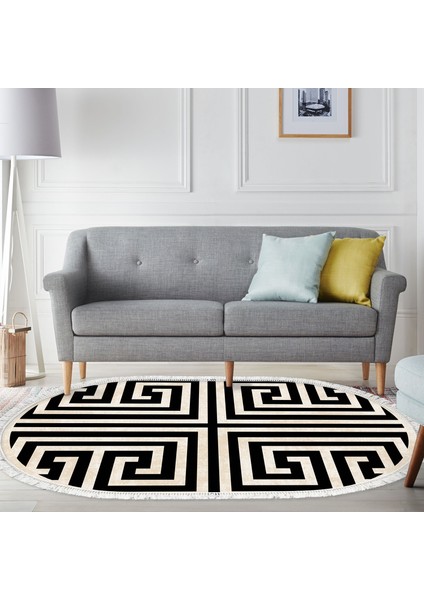 Eko Trend Djt Halı Yıkanabilir Kaymaz Taban 658m Oval Modern Siyah