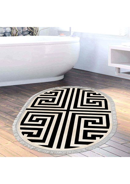Eko Trend Djt Banyo Paspası Yıkanabilir Kaymaz Taban 658m Oval Modern Siyah
