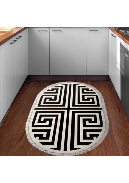 Eko Trend Djt Banyo Paspası Yıkanabilir Kaymaz Taban 658m Oval Modern Siyah