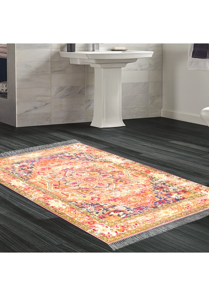 Eko Trend Djt Banyo Paspası Yıkanabilir Kaymaz Taban 1697 Persian Turuncu
