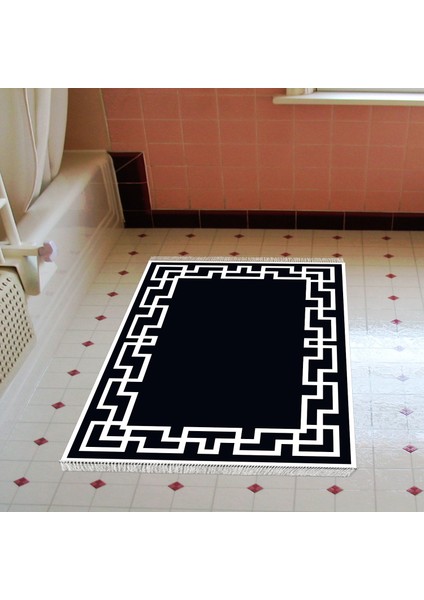 Eko Trend Djt Banyo Paspası Yıkanabilir Kaymaz Taban F5035 Modern Siyah