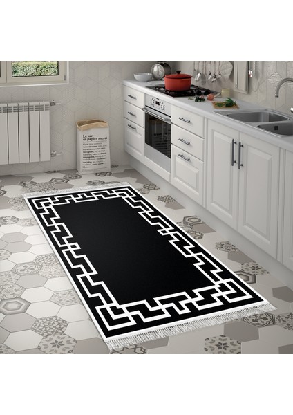 Eko Trend Djt Banyo Paspası Yıkanabilir Kaymaz Taban F5035 Modern Siyah