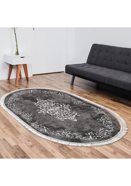 Eko Trend Djt Banyo Paspası Yıkanabilir Kaymaz Taban 616 Oval Klasik Gri indirimleri