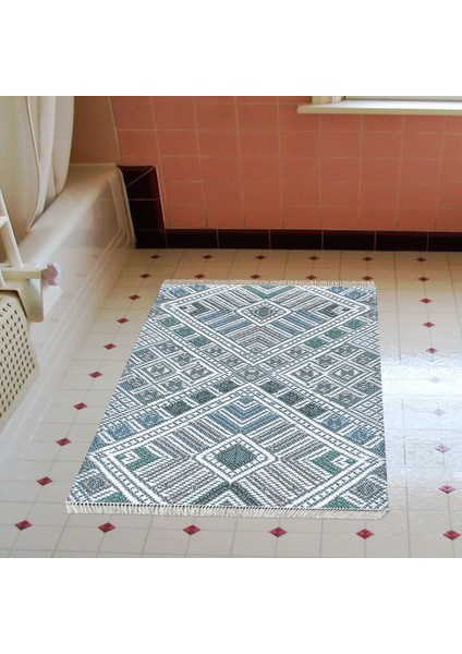 Eko Trend Djt Banyo Paspası Yıkanabilir Kaymaz Taban 2029 Modern Mavi