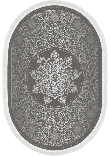 Eko Trend Djt Banyo Paspası Yıkanabilir Kaymaz Taban 1448 Oval Osmanlı Gümüş