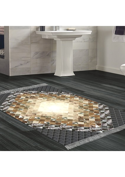 Eko Trend Djt Banyo Paspası Yıkanabilir Kaymaz Taban 759 Patchwork Siyah