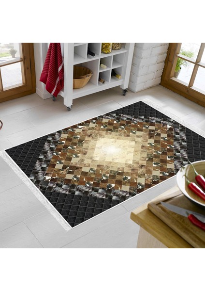 Eko Trend Djt Banyo Paspası Yıkanabilir Kaymaz Taban 759 Patchwork Siyah