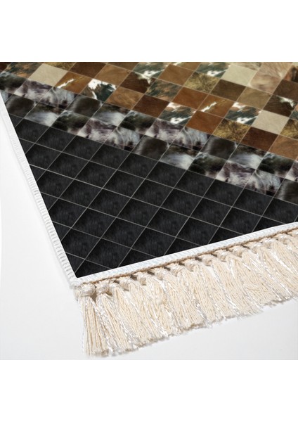 Eko Trend Djt Banyo Paspası Yıkanabilir Kaymaz Taban 759 Patchwork Siyah