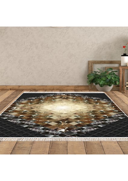Eko Trend Djt Banyo Paspası Yıkanabilir Kaymaz Taban 759 Patchwork Siyah