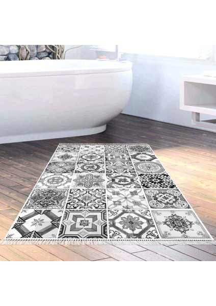 Eko Trend Djt Banyo Paspası Yıkanabilir Kaymaz Taban Mu144 Patchwork Gri