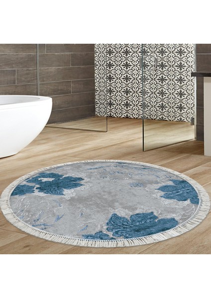 Eko Trend Djt Banyo Paspası Yıkanabilir Kaymaz Taban 660m Yuvarlak Suluboya Mavi