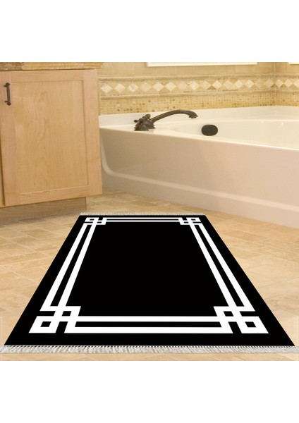 Eko Trend Djt Banyo Paspası Yıkanabilir Kaymaz Taban 1669 Modern Siyah