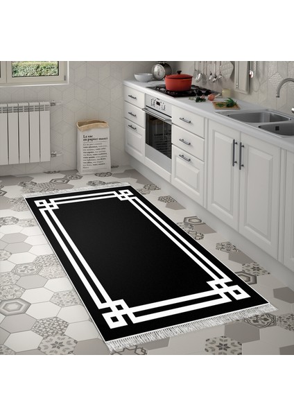 Eko Trend Djt Banyo Paspası Yıkanabilir Kaymaz Taban 1669 Modern Siyah