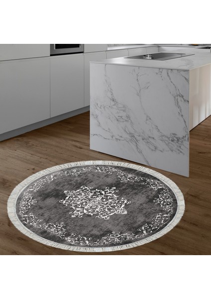 Eko Trend Djt Banyo Paspası Yıkanabilir Kaymaz Taban 616 Yuvarlak Klasik Gri modelleri