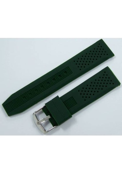 Spor Model Saat Kordonu Haki Yeşil 18MM Silikon Kordon