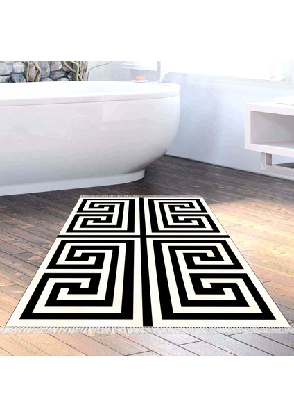 Eko Trend Djt Banyo Paspası Yıkanabilir Kaymaz Taban 658m Modern Siyah