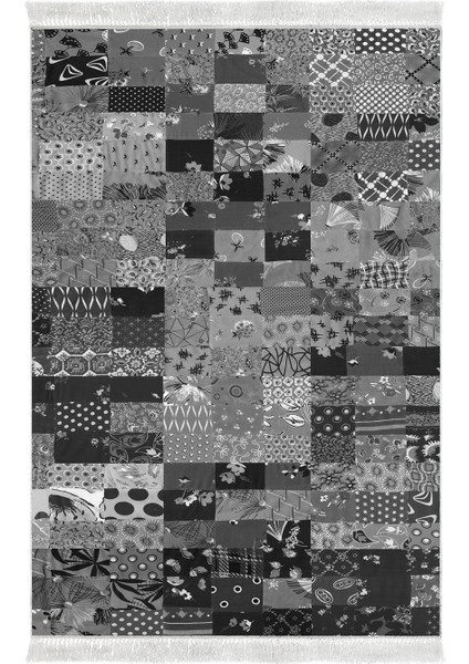 Eko Trend Djt Halı Yıkanabilir Kaymaz Taban Mu148 Patchwork Gri
