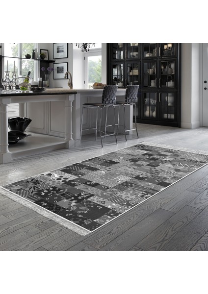 Eko Trend Djt Halı Yıkanabilir Kaymaz Taban Mu148 Patchwork Gri
