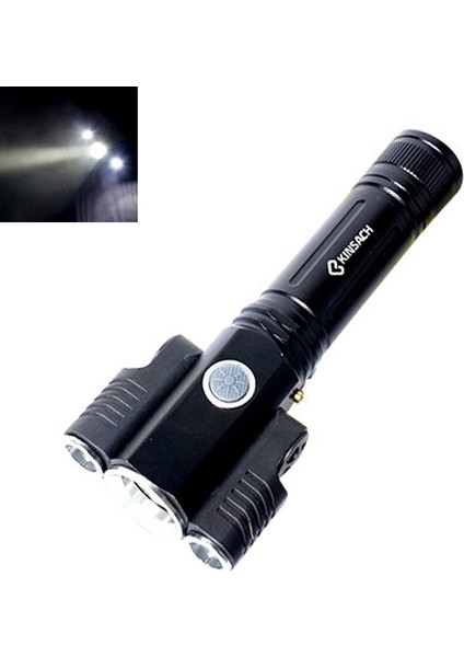 KS-739 USB Su Geçirmez El Feneri -Siyah (Yurt Dışından)