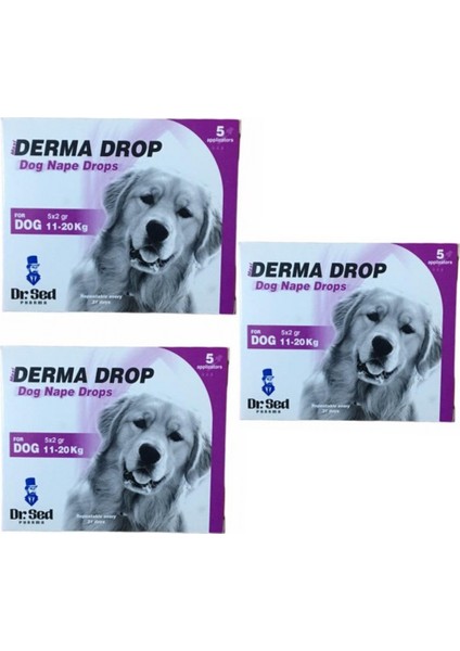 Dr Sed Pharma 3 Adet Derma Drop Bit Pire Kene Için Köpek Ense Damlası 11-20 kg