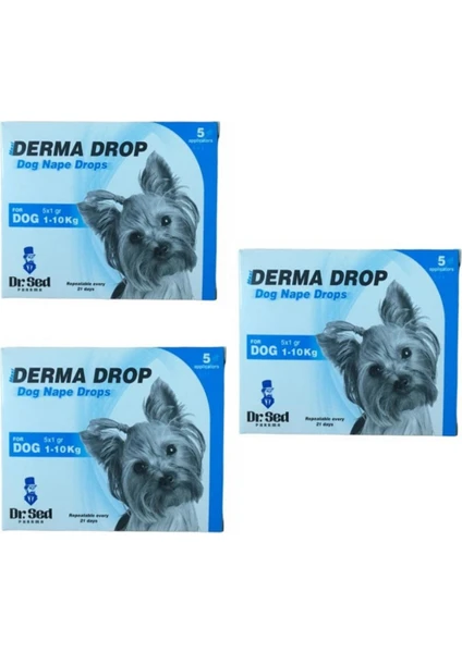 Dr Sed Pharma 3 Adet Derma Drop Bit Pire Kene Için Köpek Ense Damlası 1-10KG