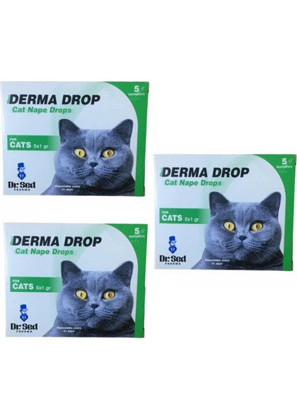 Dr Sed Pharma 3 Adet Derma Drop Bit Pire Kene Için Kedi Ense Damlası