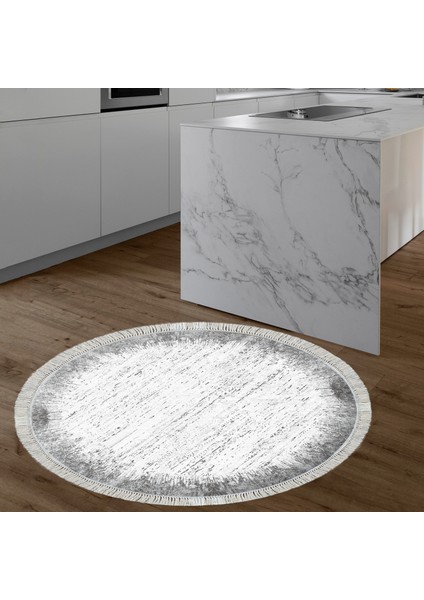 Eko Trend Djt Banyo Paspası Yıkanabilir Kaymaz Taban 1342 Yuvarlak Modern Gri