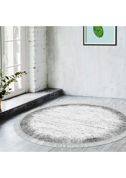 Eko Trend Djt Banyo Paspası Yıkanabilir Kaymaz Taban 1342 Yuvarlak Modern Gri