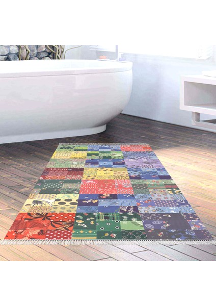 Eko Trend Djt Banyo Paspası Yıkanabilir Kaymaz Taban Mu148 Patchwork Renkli