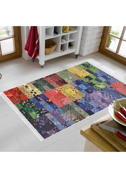 Eko Trend Djt Banyo Paspası Yıkanabilir Kaymaz Taban Mu148 Patchwork Renkli