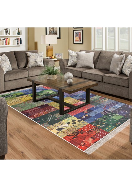 Eko Trend Djt Banyo Paspası Yıkanabilir Kaymaz Taban Mu148 Patchwork Renkli