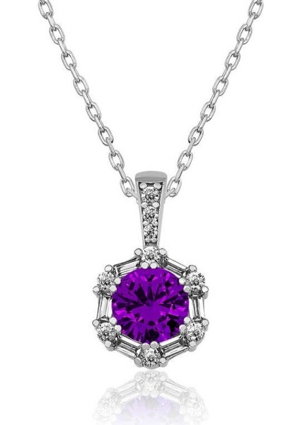 Menekşe 925 Ayar Gümüş Kolye