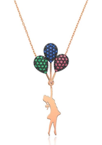 Balonlu Kız 925 Ayar Gümüş Kolye