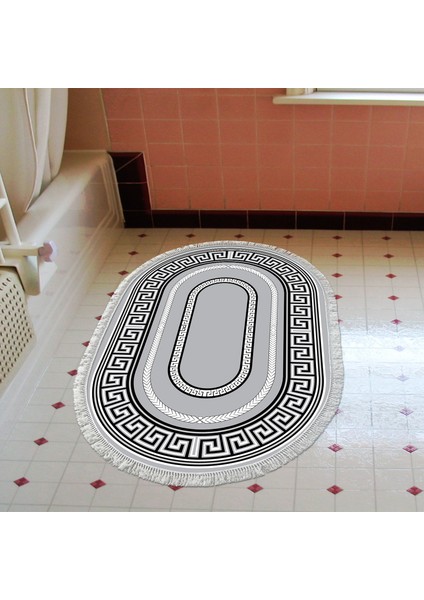 Eko Trend Djt Banyo Paspası Yıkanabilir Kaymaz Taban 651m Oval Modern Gri