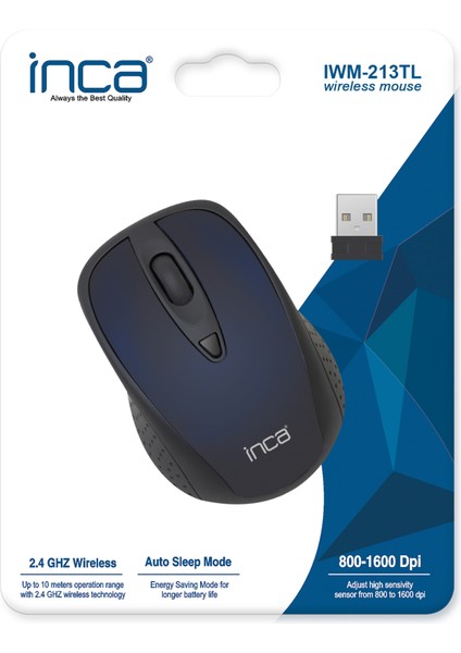 IWM-213TL 2.4ghz Wıreless Nano Receıver Mouse Mavi