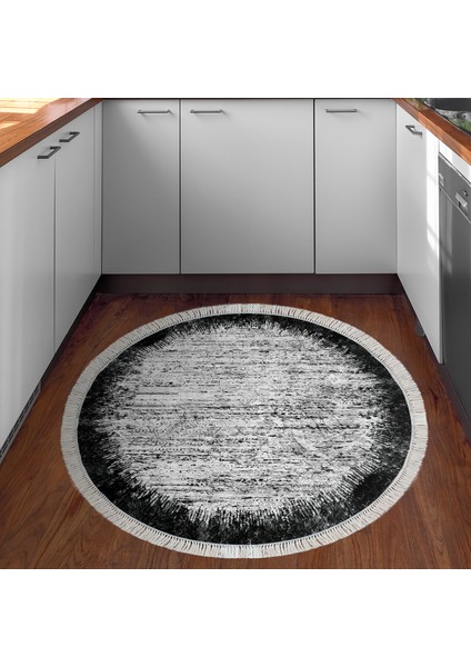 Eko Trend Djt Banyo Paspası Yıkanabilir Kaymaz Taban 1342 Yuvarlak Modern Siyah modelleri