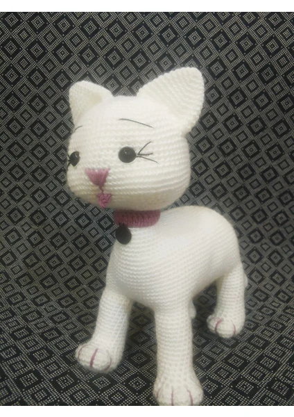 Lrs Store Peluş Kedi Amigurumi  Oyuncak Hand Made Uyku Arkadaşı 25 cm