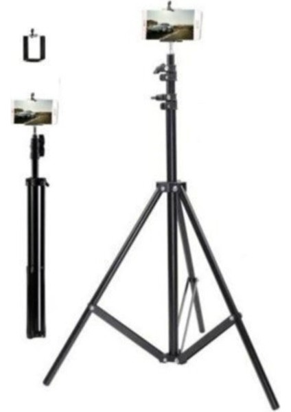 Bluetooth Kumandalı 10"inç LED Işıklı Halka + Yaylı Telefon Tutacağı 2.10 cm Tripod Siyah indirimleri