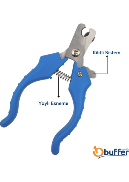 Buffer Evcil Hayvan Kedi ve Köpek Paslanmaz Çelik Yaylı Tırnak Makası ve Düzeltme