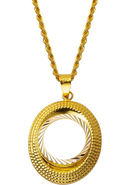 Oval Çerçeve Çeyrek Altınlık Kolye