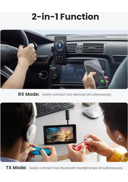 Aux Bluetooth 5.0 Transmitter & Receiver Kablosuz Ses Adaptörü
