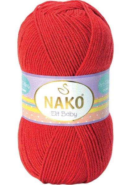 Elit Baby Anti-Pilling El Örgü Ipi Ipliği Yünü Renk KODU:207-ALEV Kırmızı