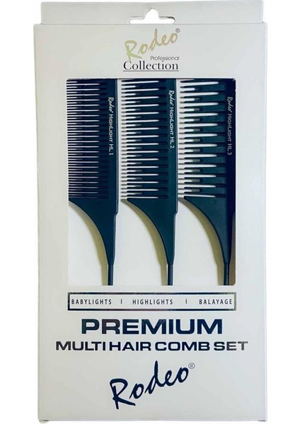 Premium Multi Hair Karbon 3'lü Krepe Tarak Seti