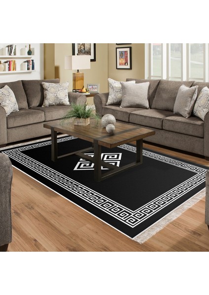 Eko Trend Djt Halı Yıkanabilir Kaymaz Taban 656m Modern Siyah