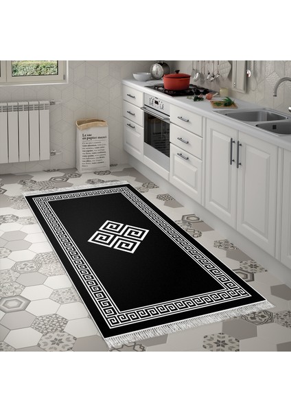 Eko Trend Djt Halı Yıkanabilir Kaymaz Taban 656m Modern Siyah