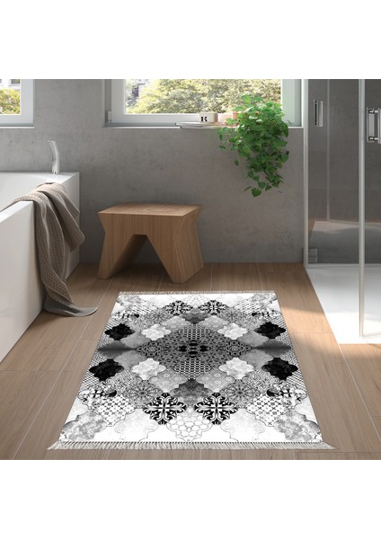 Eko Trend Djt Banyo Paspası Yıkanabilir Kaymaz Taban Mu120 Patchwork Gri