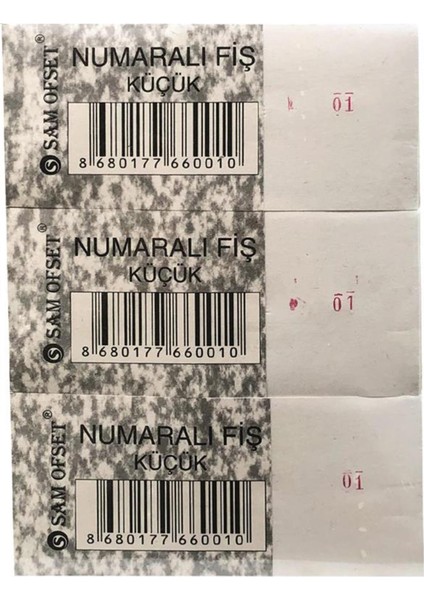 Sam Numaralı Fiş Küçük 12'li Resmi Ticari Evraklar
